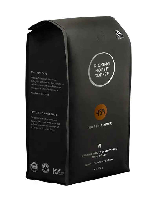 Kicking Horse Coffee – 454 Horse Power, Dark Roast, Whole Bean 100% Arabica Coffee | Dark Roast | All Organic & Fairtrade | 850 g 🍁 All In One Marketplace Canada