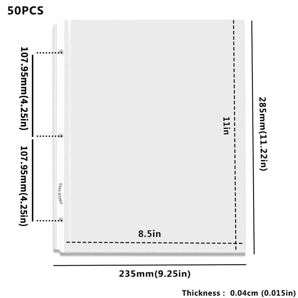 Sheet Protectors - 50 Sheets 4 mils[0.04mm] Strong Extra Heavyweight Clear Top Load 8.5 x 11 Inch Highlight Transparent Acid-Free for 3 Ring Binder OS0150 🍁 All In One Marketplace Canada