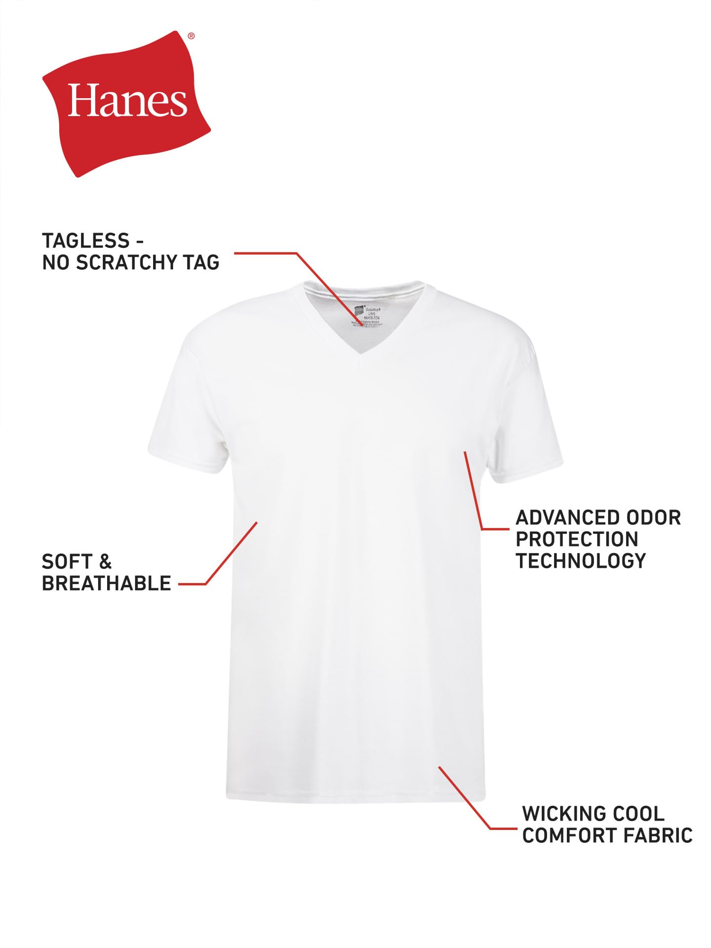 Hanes Men's Comfortsoft 4 Pack FreshIQ Cotton V-Neck T-Shirt, White, 2XL 🍁 All In One Marketplace Canada