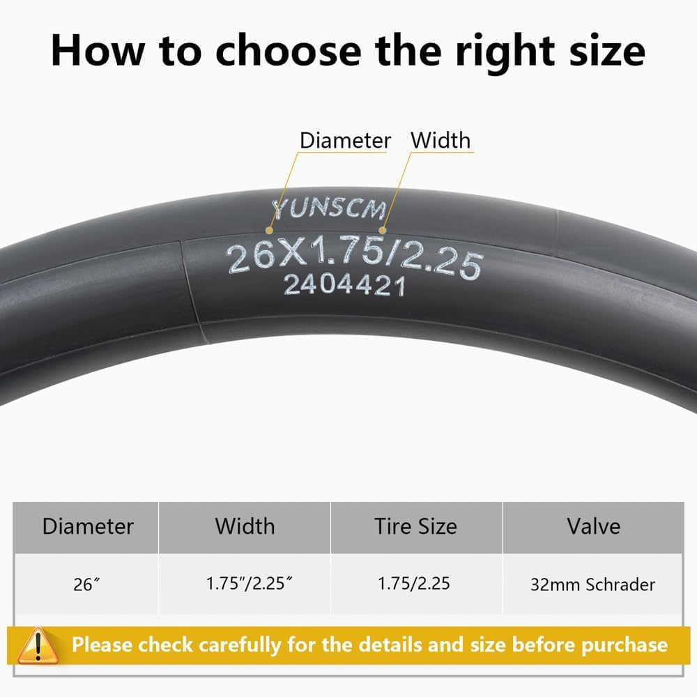 2-PCS 26" Heavy Duty Bike Tubes 26x1.75/1.95/2.0/2.1/2.125/2.20/2.25 AV32MM 26 Heavy Duty Bicycle Tubes Compatible with 26x1.75 26x1.95 26x2.10 26x2.0 26x2.125 26x2.2 26x2.25 Tire Tubes Schrader Valve 🍁 All In One Marketplace Canada
