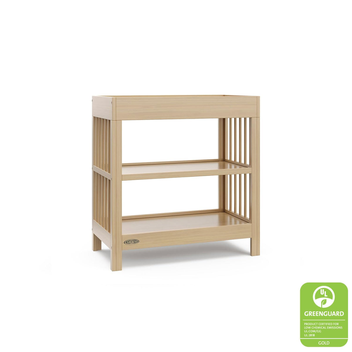Graco Teddi Changing Table with Water-Resistant Changing Pad (Driftwood) - GREENGUARD Gold Certified, 2 Open Shelves, Includes Bonus Water-Resistant Changing Pad with Safety Strap 🍁 All In One Marketplace Canada