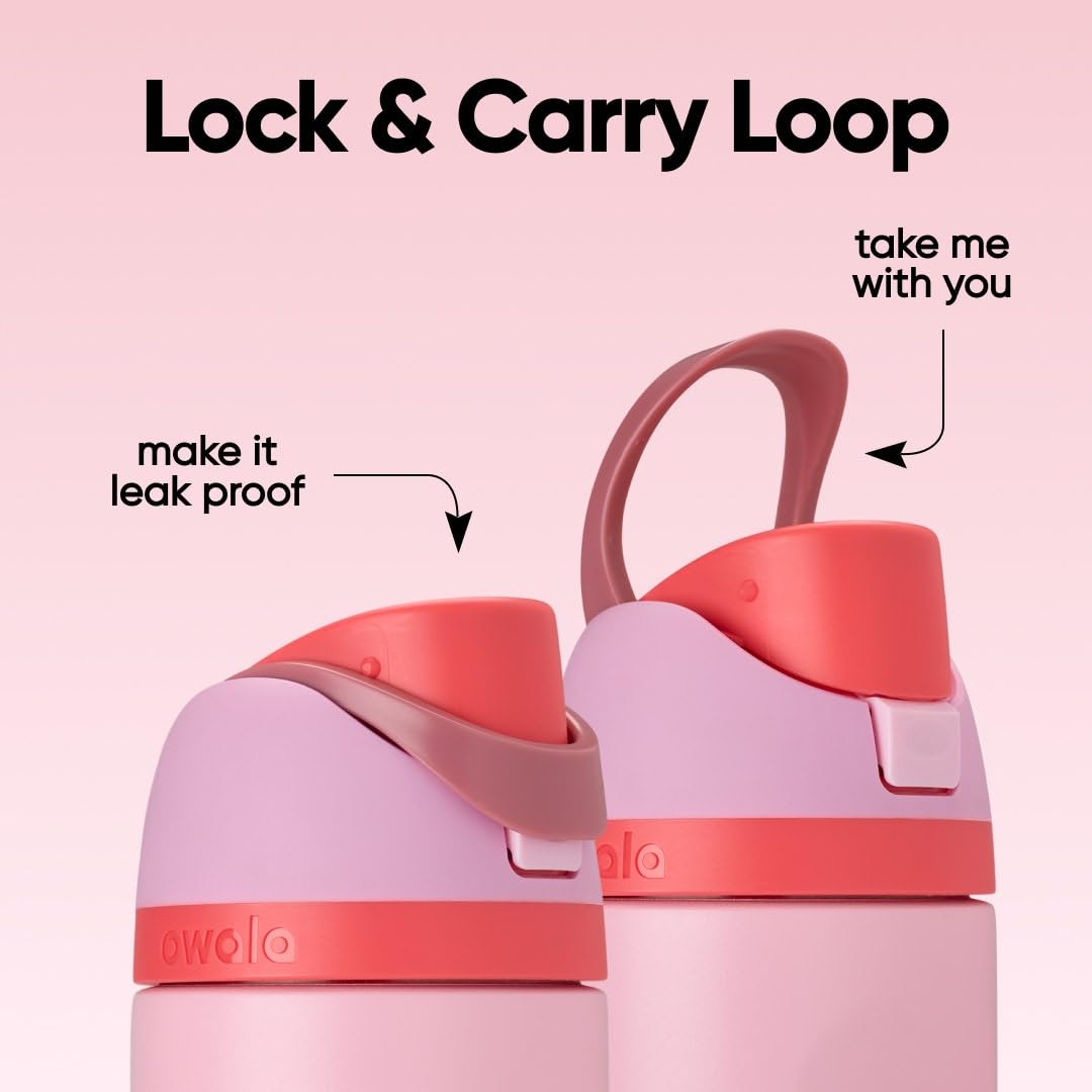 Owala FreeSip Insulated Stainless Steel Water Bottle with Straw for Sports and Travel, BPA-Free Sports Water Bottle, 24 oz, Pink, Angel Food Cake 🍁 All In One Marketplace Canada