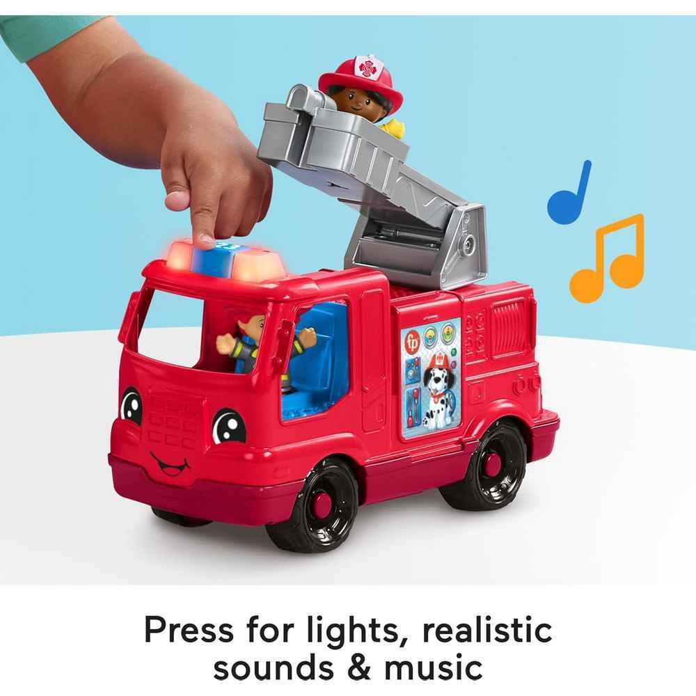 Fisher-Price Little People Toddler Toy Fire Truck Musical Push-Along Vehicle with 2 Figures for Pretend Play Ages 1+ Years 🍁 All In One Marketplace Canada