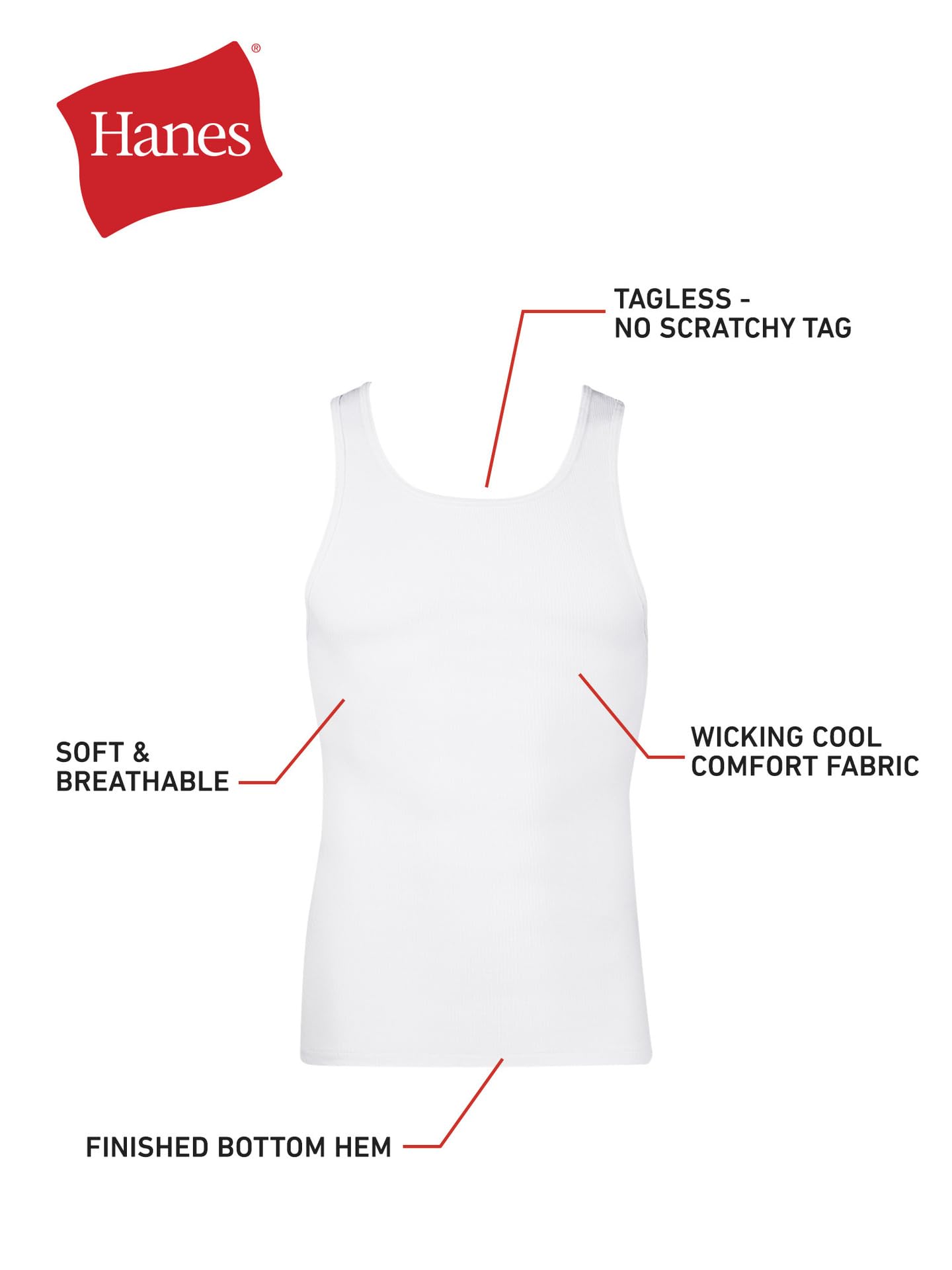 Hanes Men’s Ribbed Tank, Cotton Undershirt Tank, 6-Pack, Assorted, Size X-Large 🍁 All In One Marketplace Canada