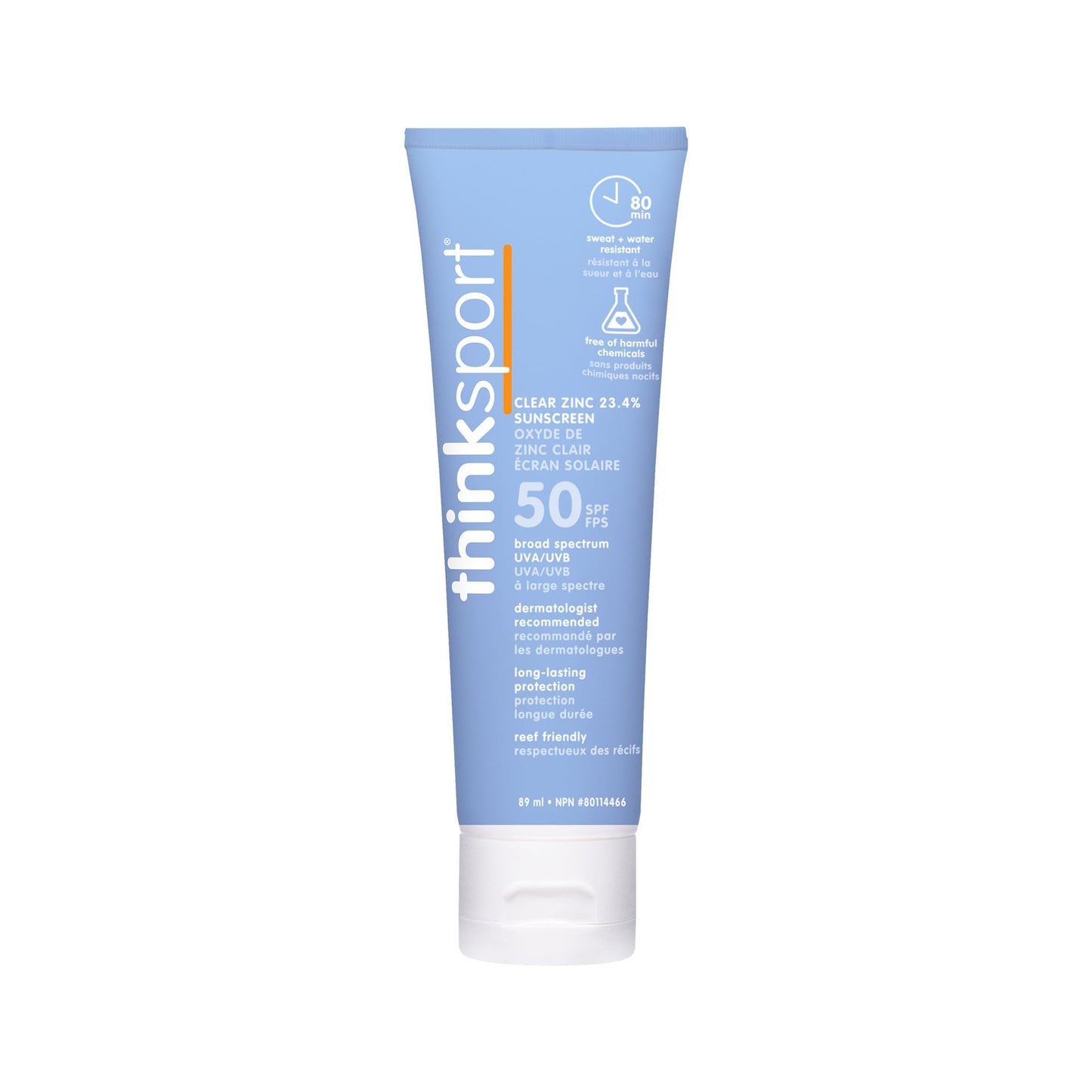Thinksport Mineral Sunscreen, SPF 50 Clear Zinc Oxide Sunscreen, 3 Fl Oz, Water Resistant Reef Safe Sunscreen, Vegan, Clean Mineral Formula Broad Spectrum Sun Screen 🍁 All In One Marketplace Canada