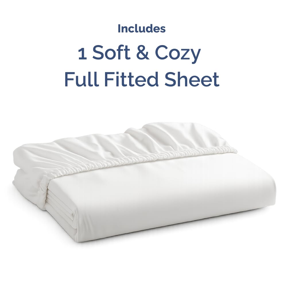 Full Size Fitted Bed Sheet - Hotel Luxury Single Fitted Sheet Only - Fits Mattress Up To 16 - Extra Soft, Wrinkle Free, Breathable & Cooling - Bottom Fitted Sheet - White Single Fitted Sheet Only 🍁 All In One Marketplace Canada