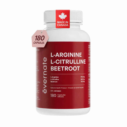 ALL-IN-ONE Nitric Oxide Complex – L-Arginine 590 mg with L-Citrulline 266 mg & Beetroot (Per Serving: 2 Capsules) – 3-in-1 Nitric Oxide, Circulation & Energy Support – 180 Vegan Capsules – Made in Canada 🍁 All In One Marketplace Canada