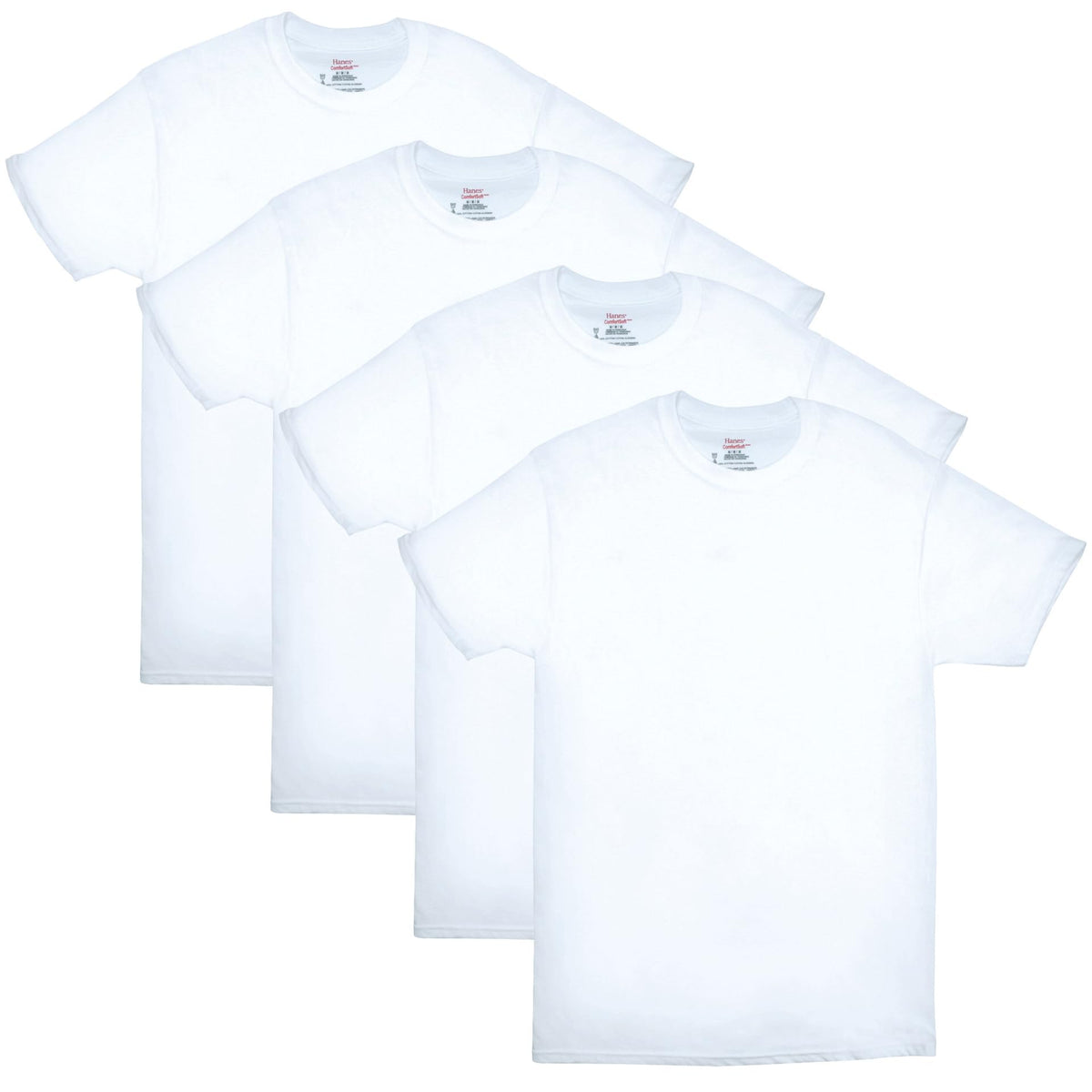 Hanes Men's ComfortSoft 4 Pack Cotton Crewneck T-Shirt, White, Large 🍁 All In One Marketplace Canada