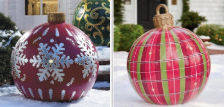 Giant Inflatable 60cm Christmas Ball Ornaments, Outdoor Waterproof PVC Ornament Ball, Holiday Decor, Pack Options