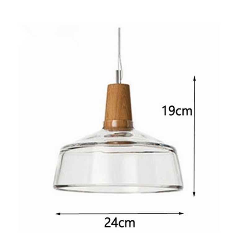 Modern Glass Pendant Light With Wood Accent