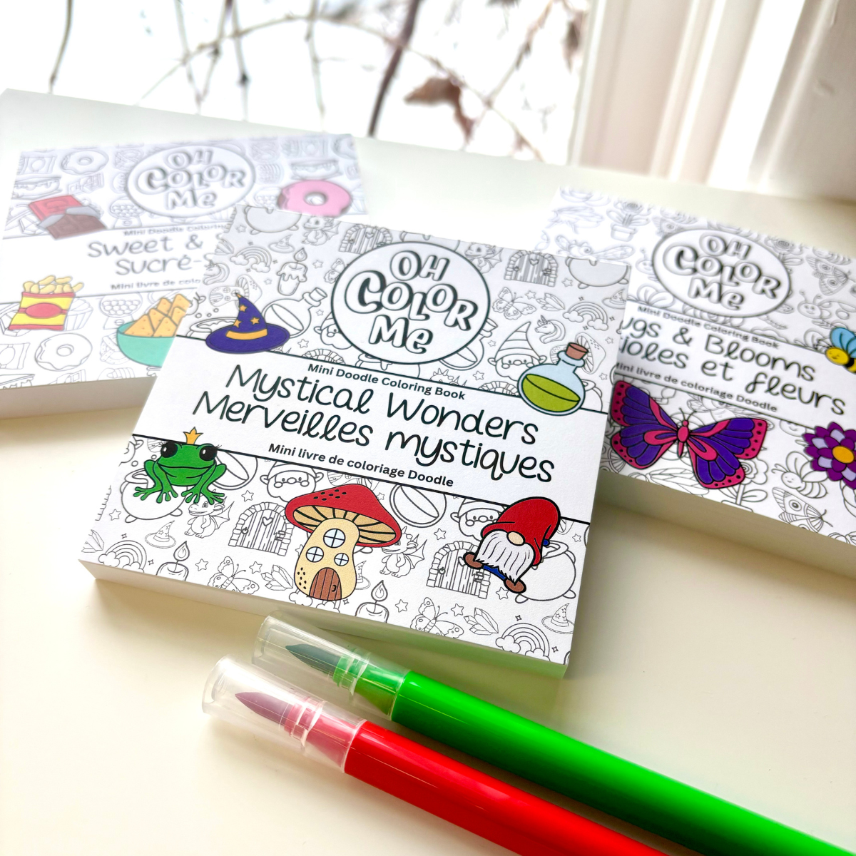 Oh Color Me - Mini Coloring Book Bugs & Blooms, 4"x4", Small Gifts - Canadian Brand - Ages 3+