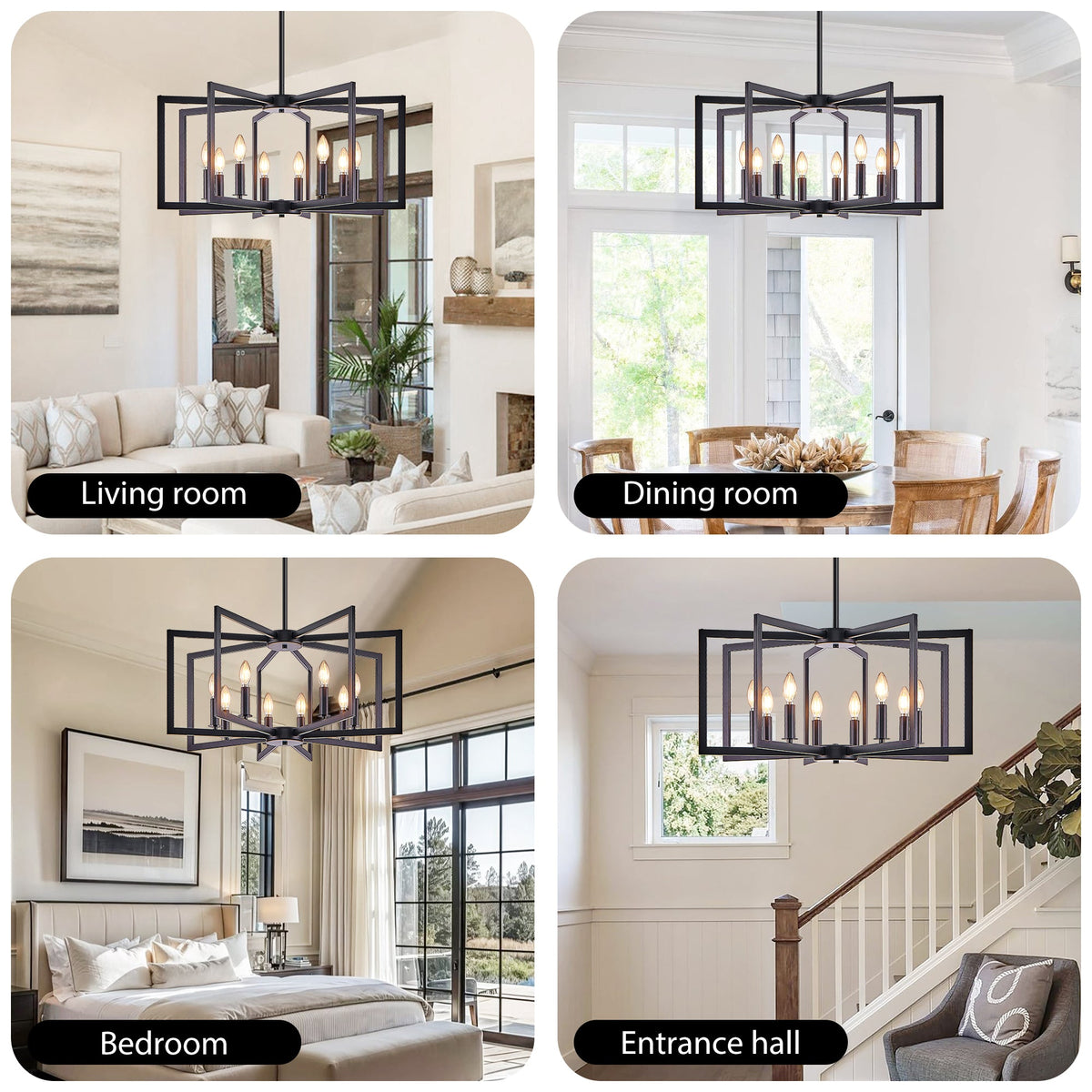 27-Inch Black Geometric 8-Light Chandelier (United States Delivery Only)