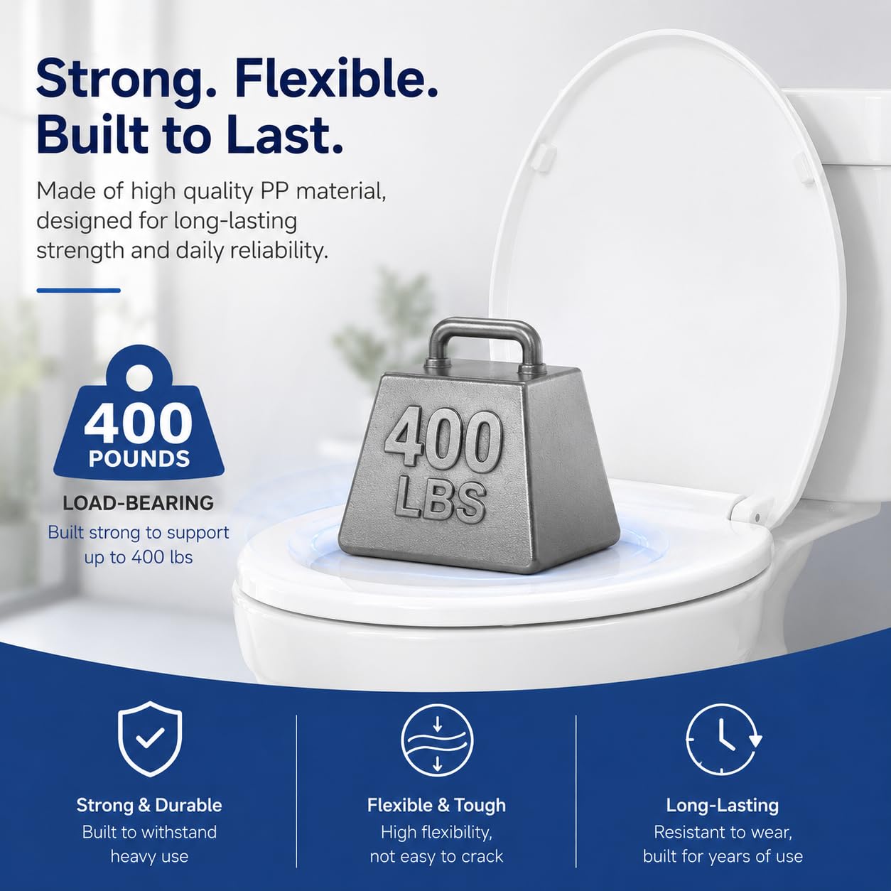 Elongated Toilet Seat, Not Round, Slow Close, White Plastic, 18.5” 🍁 All In One Marketplace Canada