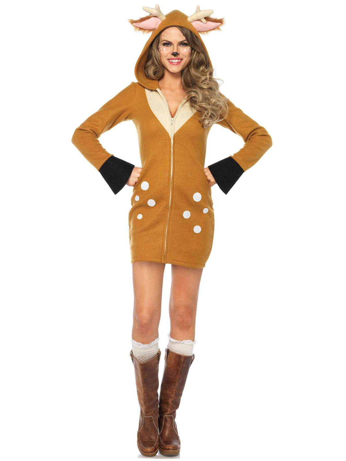 Leg Avenue Women's Hooded Cozy Fawn Halloween Costume, Brown/Khaki, 3X / 4X