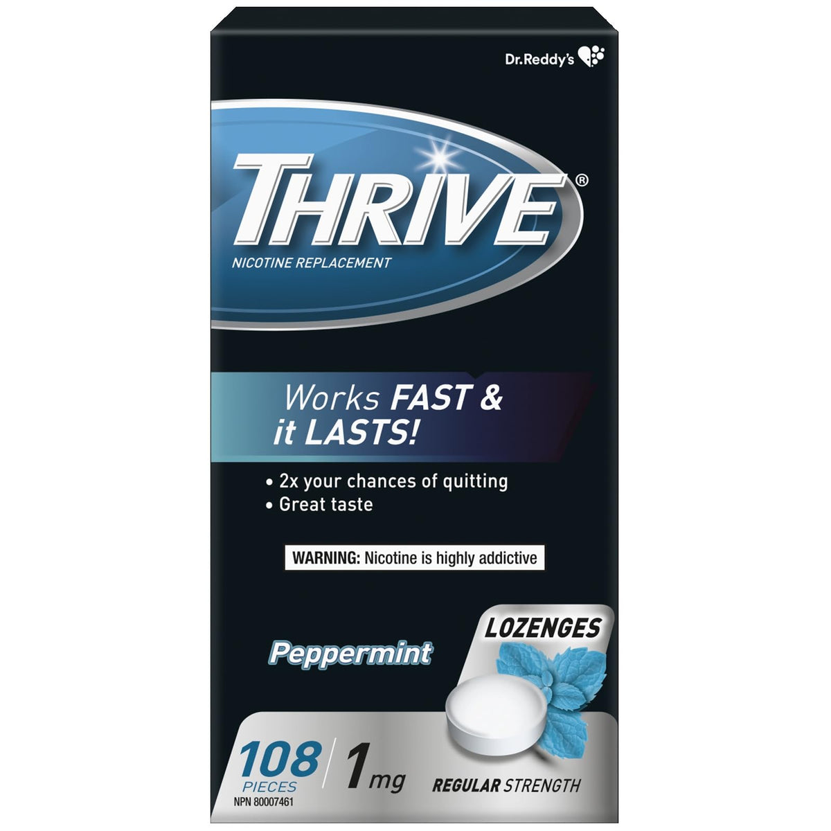 Thrive Nicotine Replacement Lozenges, 1mg Regular Strength, Peppermint, 108 Count 🍁 All In One Marketplace Canada