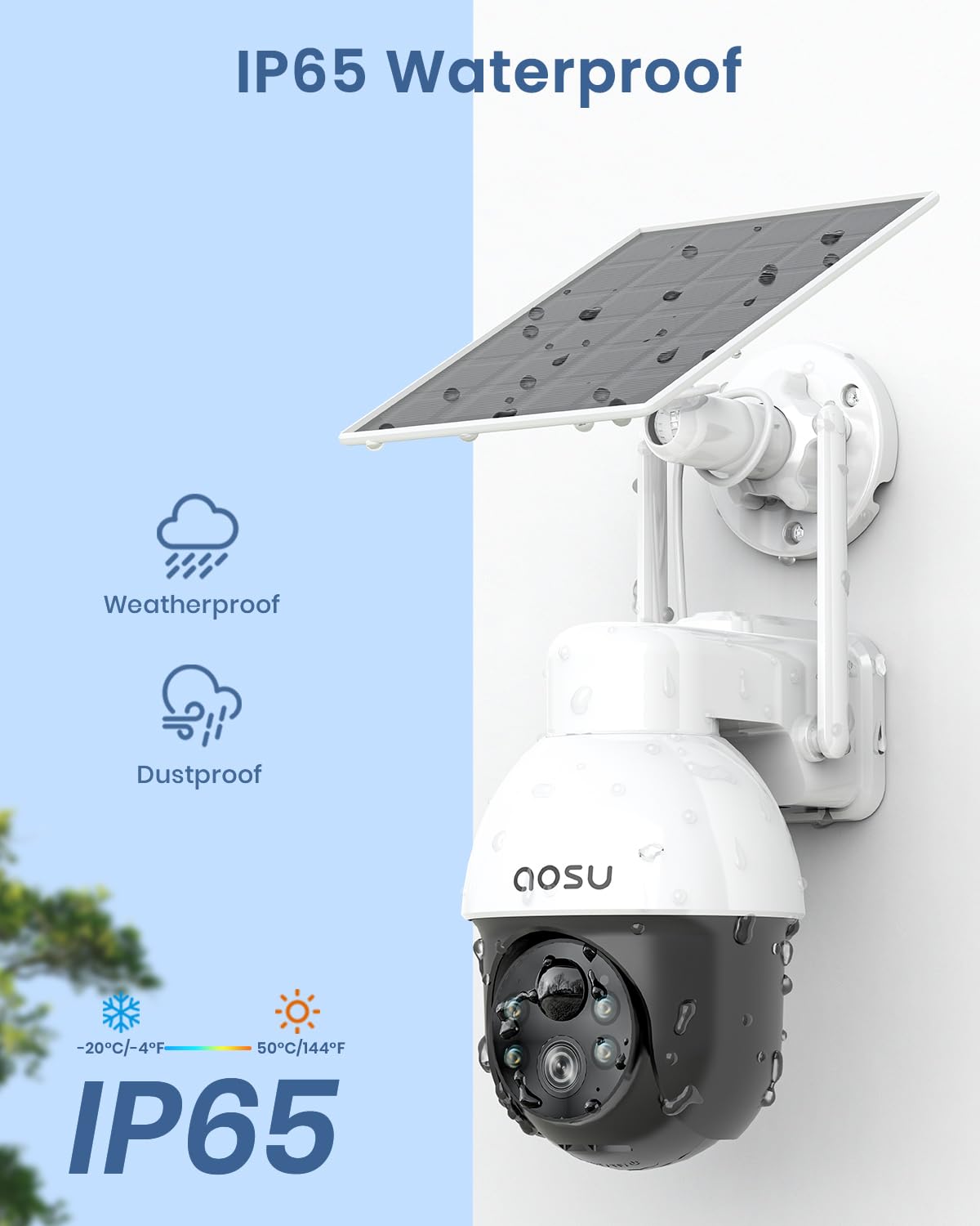 AOSU Solar Security Camera Wireless Outdoor with Panoramic PTZ, Human Auto Tracking, 2K Night Vision, Light and Sound Alarm, 2-Way Talk, Compatible with Alexa/Google Assistant for Home Surveillance 🍁 All In One Marketplace Canada