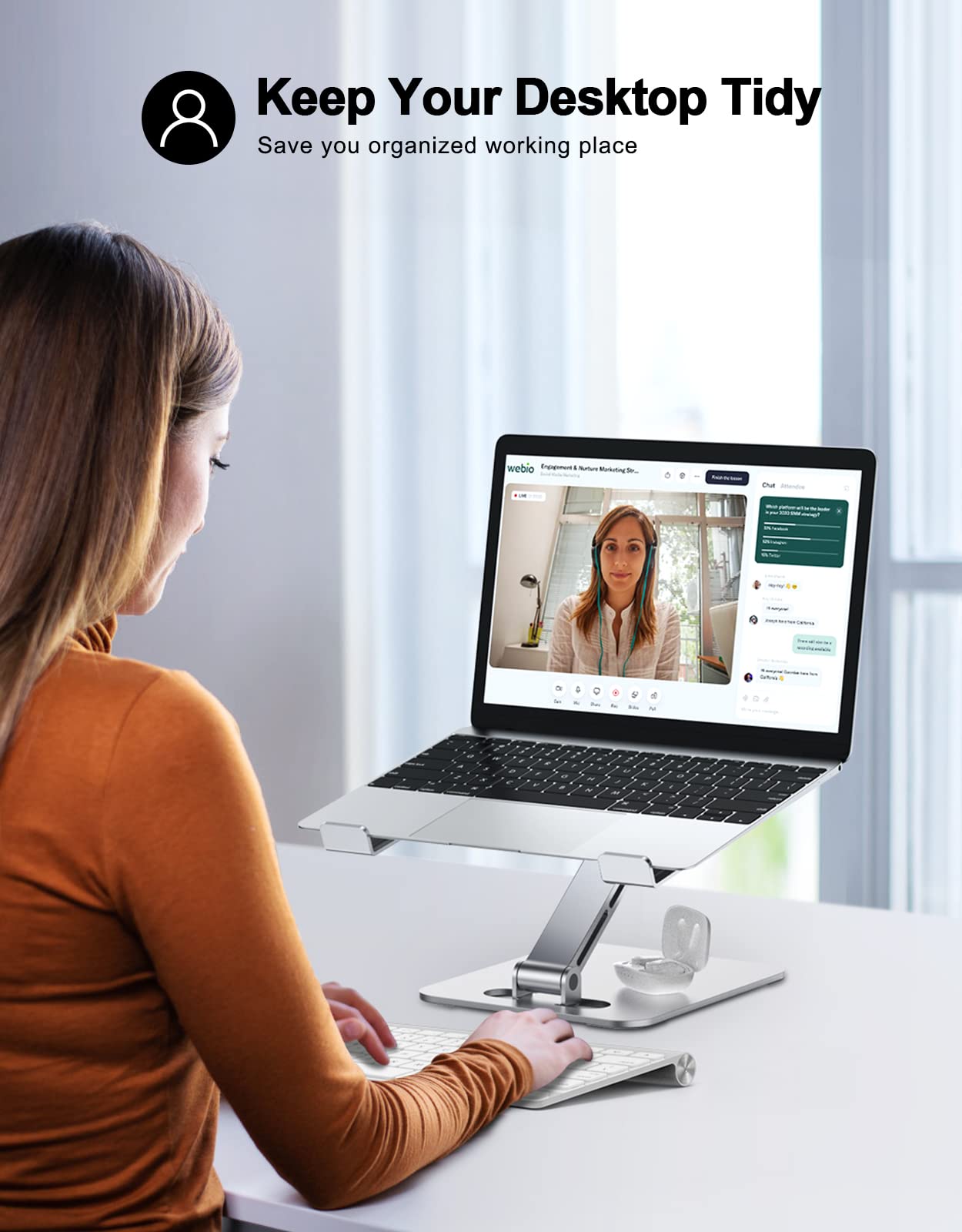 Zewwen Laptop Stand for Desk, Ergonomic Adjustable Foldable Computer Stand with Heat-Vent, Aluminium Alloy Laptop Riser Compatible with MacBook Air, Pro, Dell XPS, Samsung, 10”-16" 🍁 All In One Marketplace Canada