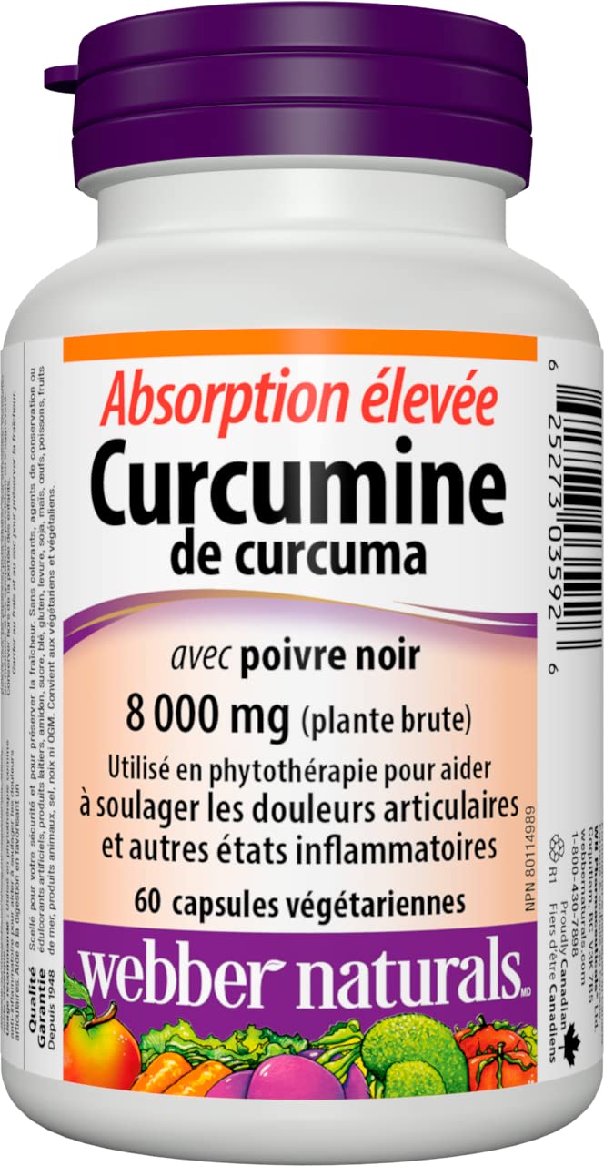 Webber Naturals Turmeric Curcumin with Black Pepper, High Absorption Formula for Joint & Inflammation Support, Antioxidant Supplement, 60 Capsules, Vegan 🍁 All In One Marketplace Canada
