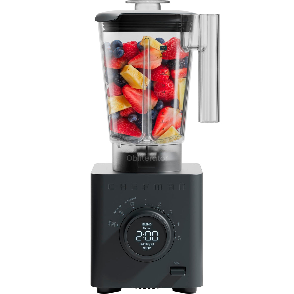Chefman Obliterator 48 oz Countertop Blender for Smoothies, 1380W Motor to Crush Ice,Nuts & Frozen Fruit with Stainless Steel Blade Auto Blend Function, Includes Tamper & Scraper-MIDNIGHT 🍁 All In One Marketplace Canada