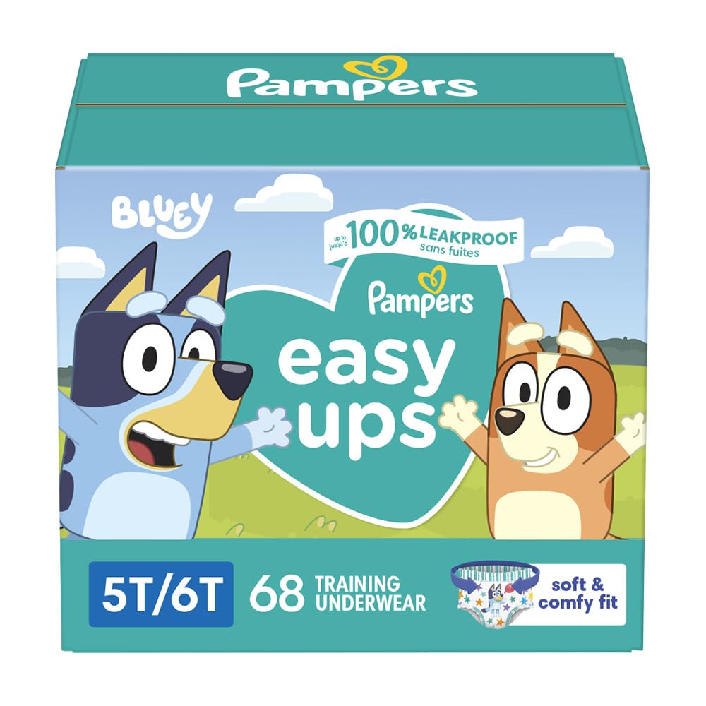 Pampers Easy Ups Girls & Boys Potty Training Pants, Size 7 (5T6T), Bluey Absorbent Training Underwear, Up to 100% Leakproof Day and Night, Hypoallergenic, 1 Pack (Count of 70) 🍁 All In One Marketplace Canada