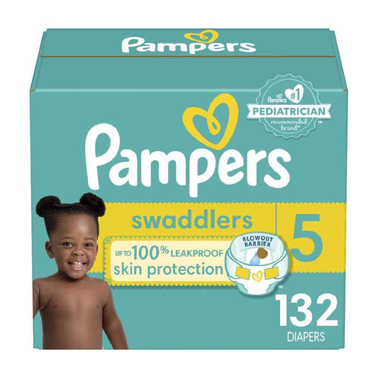 Pampers Swaddlers Diapers, Size 5, Absorbent, Keeps Baby Dry and Comfortable, Skin Safe Disposable Baby Diaper, 1 Pack (Count of 132) 🍁 All In One Marketplace Canada