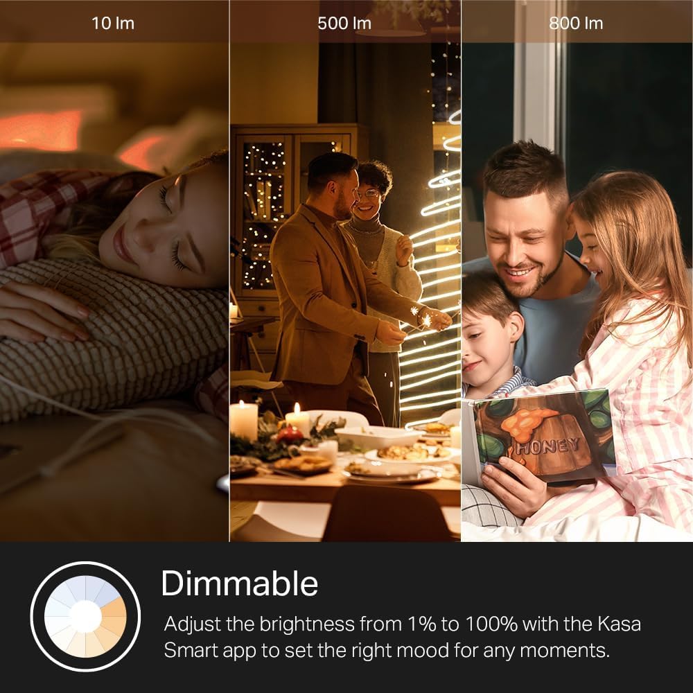 Kasa Smart Light Bulbs, Full Colour Changing Dimmable Smart WiFi Bulbs Compatible with Alexa and Google Home, A19, 9W 800 Lumens,2.4Ghz only, No Hub Required, 4-Pack (KL125P4), Multicolour 🍁 All In One Marketplace Canada
