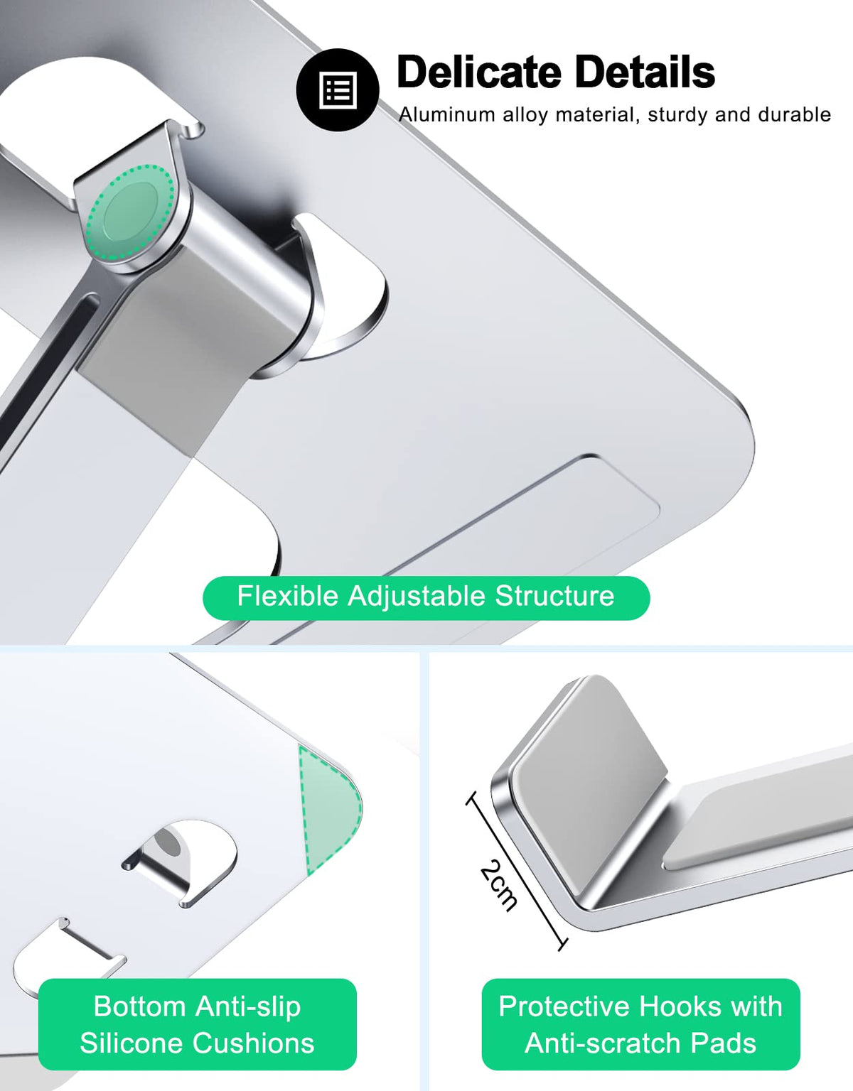 Zewwen Laptop Stand for Desk, Ergonomic Adjustable Foldable Computer Stand with Heat-Vent, Aluminium Alloy Laptop Riser Compatible with MacBook Air, Pro, Dell XPS, Samsung, 10”-16" 🍁 All In One Marketplace Canada