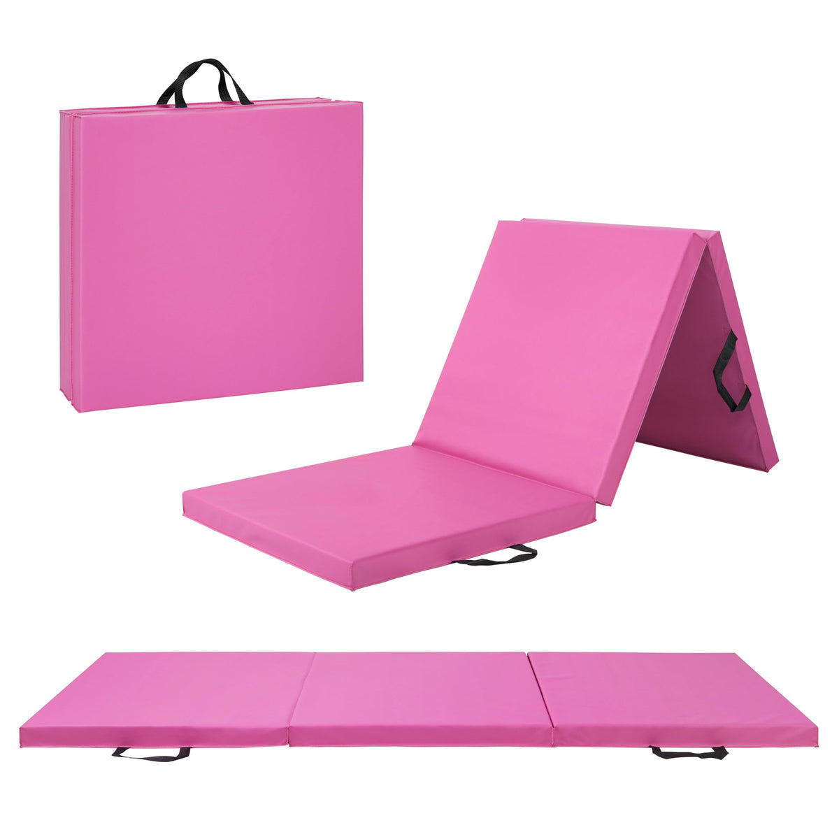 CAP Barbell Folding Exercise Mat – Durable, Anti-Tear, Thick Padding for Fitness, Aerobics, Gymnastics & Home Workouts. 72"L x 24"W x 2"Thick. PINK 🍁 All In One Marketplace Canada