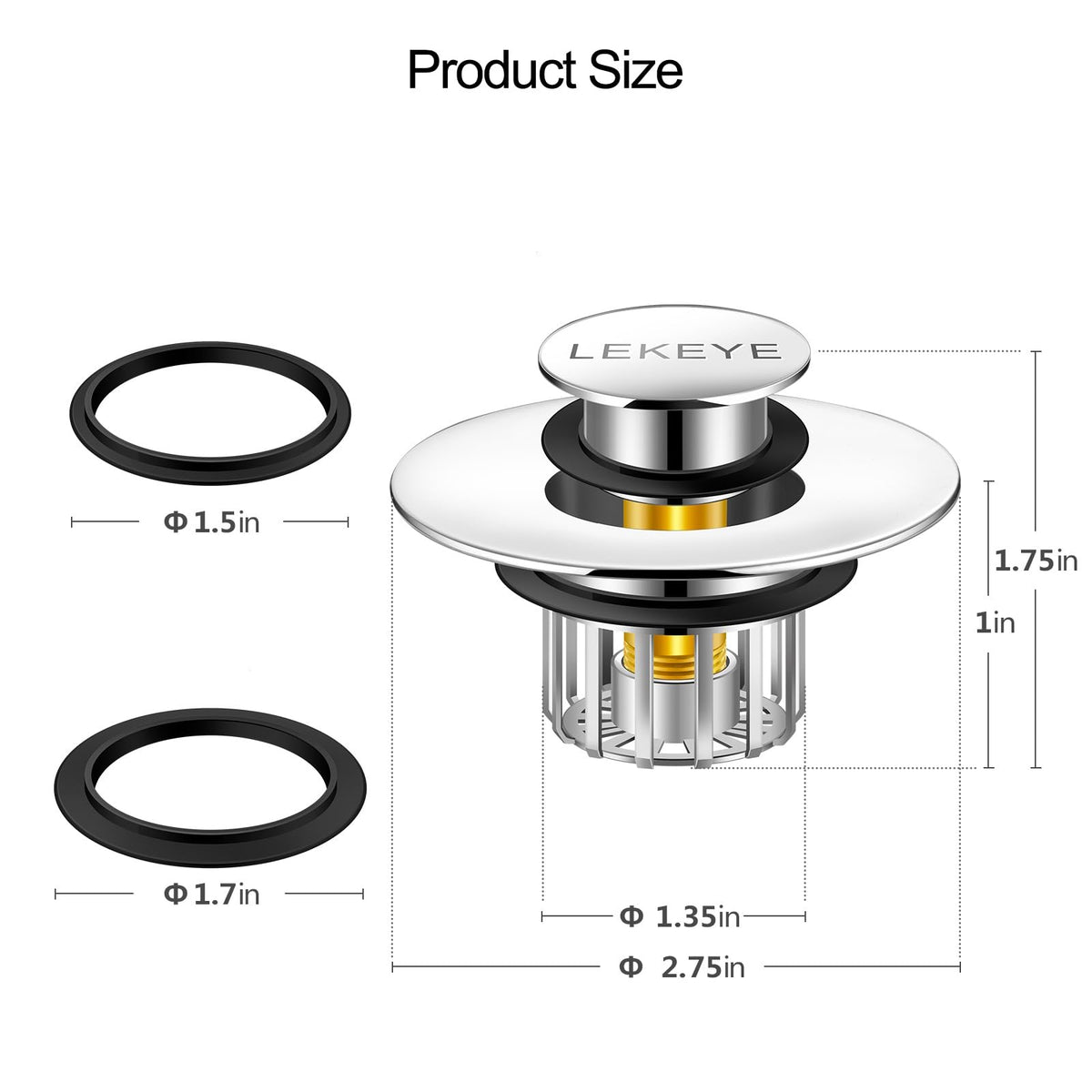 LEKEYE Tub Stopper | Shower Drain Hair Catcher | Pop-up Drain Stopper with Strainer | Bathroom Bathtub Plug | Drain Protector for 1-1/2 to 1-3/4" Bath Drain Hole 🍁 All In One Marketplace Canada