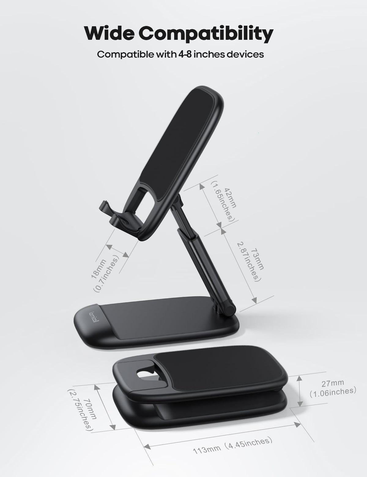 Lamicall Foldable Phone Stand for Desk - Height Adjustable Cell Phone Holder Portable Cellphone Cradle Desktop Dock Mom Gift Compatible with iPhone 14 15 16 17 Pro Max Plus Air, S24 S25 Ultra, 4-8" 🍁 All In One Marketplace Canada