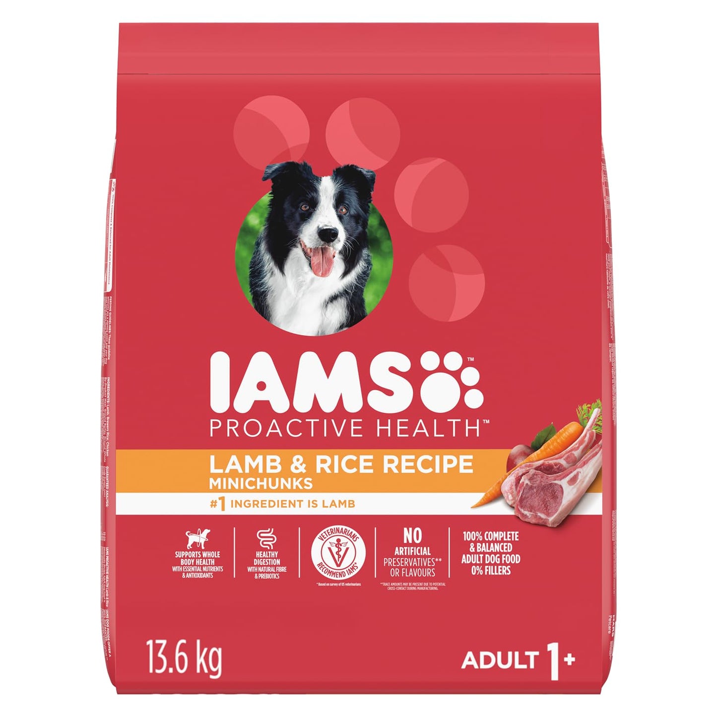 IAMS Proactive Health Minichunks Dry Dog Food – Crunchy Kibble For Adult Dogs – Lamb & Rice Recipe – 13.6KG (30LB) Bag 🍁 All In One Marketplace Canada