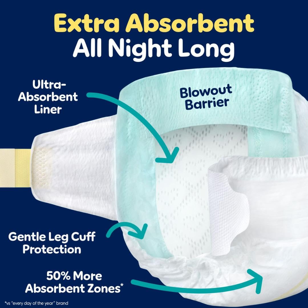 Pampers ZZZ Overnight Diapers, Size 4, Nighttime Protection Disposable Baby Diaper, 1 Pack (Count of 58) 🍁 All In One Marketplace Canada