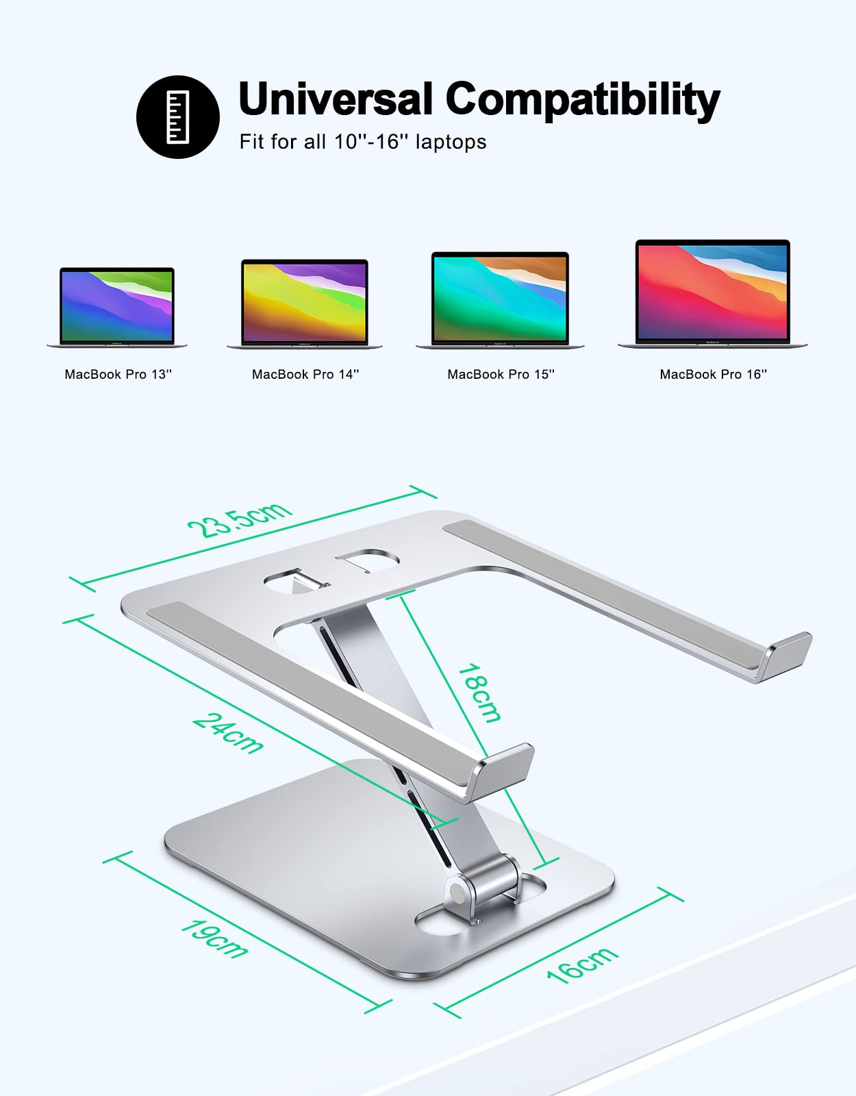 Zewwen Laptop Stand for Desk, Ergonomic Adjustable Foldable Computer Stand with Heat-Vent, Aluminium Alloy Laptop Riser Compatible with MacBook Air, Pro, Dell XPS, Samsung, 10”-16" 🍁 All In One Marketplace Canada