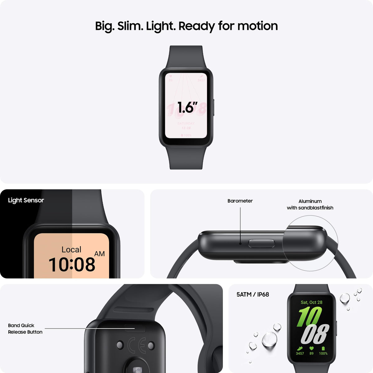 Samsung Galaxy Fit3, 1.6" AMOLED Display, 13 Days Battery Charge, Sleep Monitoring, Fall Detection - Dark Gray (CAD Version & Warranty) 🍁 All In One Marketplace Canada