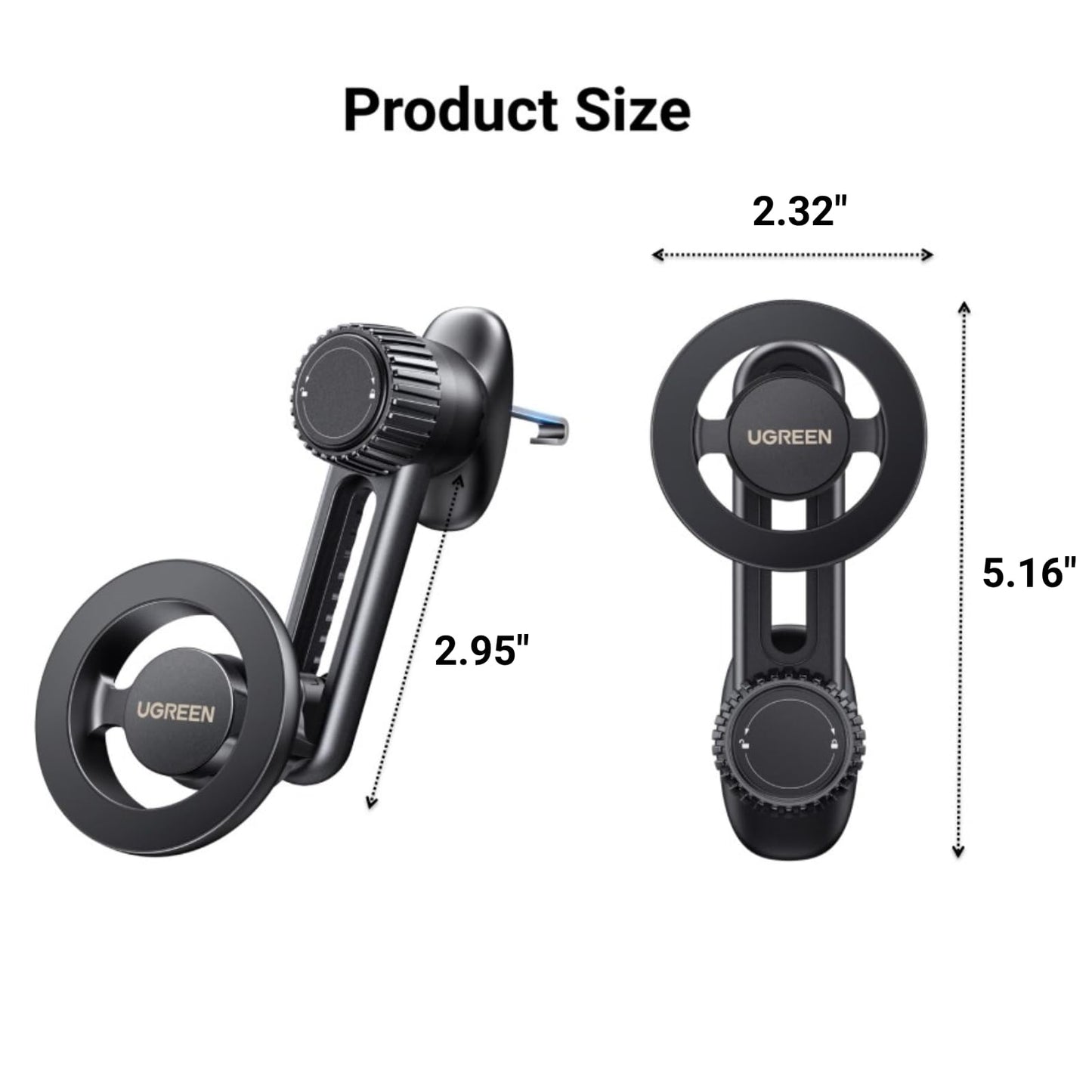 UGREEN Magsafe Phone Mount for Car, Not Blocking Air Vent, with 2 Metal Rings for All Phones Strengthen Magnetic Car Phone Holder Compatible with iPhone 17 16 15 Pro Max 14 13 12 Pro Mini MagSafe Case 🍁 All In One Marketplace Canada