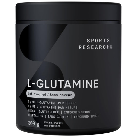 Sports Research® L-Glutamine Powder - Workout Recovery Support, Immune Health & Gut Health Support - Easy to Mix Powder - 5g Per Serving - 300g Container Size for Daily Supplement Use 🍁 All In One Marketplace Canada