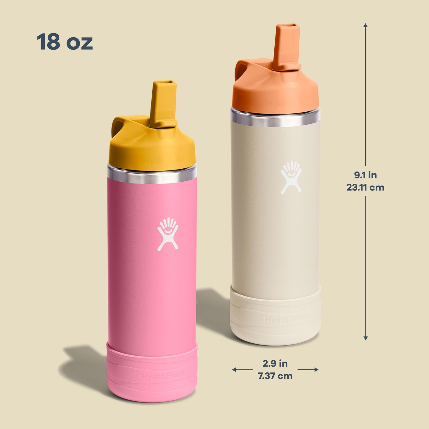 18 Oz Kids Stainless Steel Bottle - Wide Mouth Straw Cap and Boot, Coconut 🍁 All In One Marketplace Canada