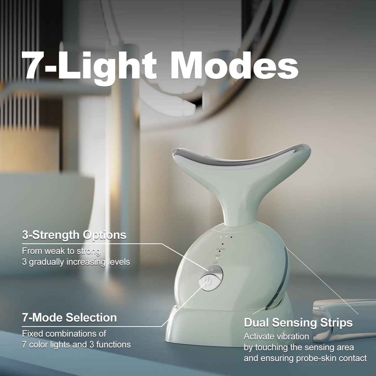 Red Light Therapy Device, 7 in 1 Neck and Face Massager, Portable Facial Massager, face massager for skin tightening and Face Lifting Device Beige 🍁 All In One Marketplace Canada