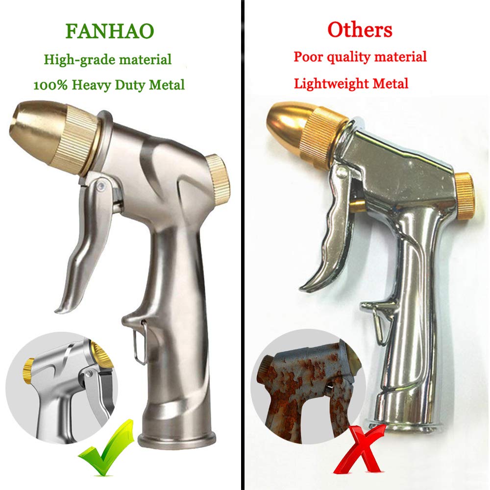 FANHAO Garden Hose Nozzle Sprayer, 100% Heavy Duty Metal Handheld Water Nozzle High Pressure in 4 Spraying Modes for Hand Watering Plants and Lawn, Car Washing, Patio and Pet 🍁 All In One Marketplace Canada