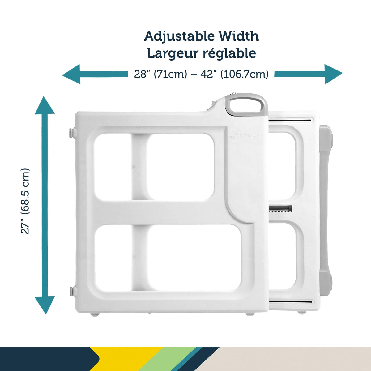Safety 1st Perfect Fit Gate, Pressure or Hardware installed - Fits Spaces Between 28" and 42" Wide, 28" Tall. Pivoting Bumper For Uneven Openings, Solid Panel Design, Perfect for babies and Pets, White 🍁 All In One Marketplace Canada