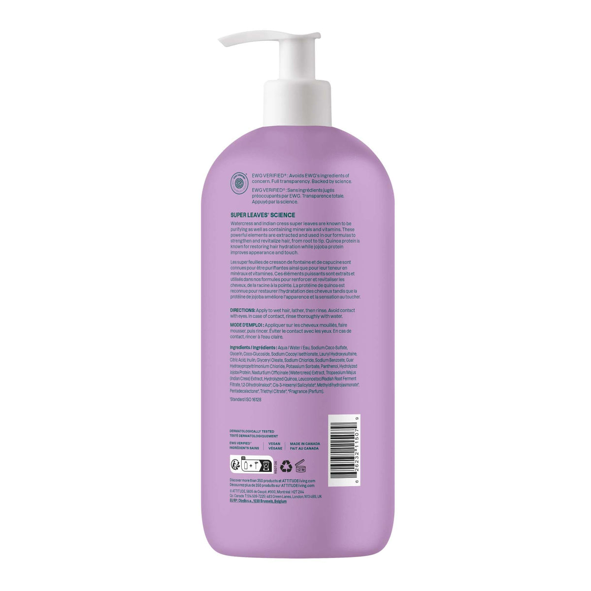 ATTITUDE Moisture Rich Hair Shampoo, Made in Canada, EWG Verified, For Dry and Damaged Hair, Naturally Derived Ingredients, Vegan and Plant Based, Quinoa and Jojoba, 946 mL 🍁 All In One Marketplace Canada