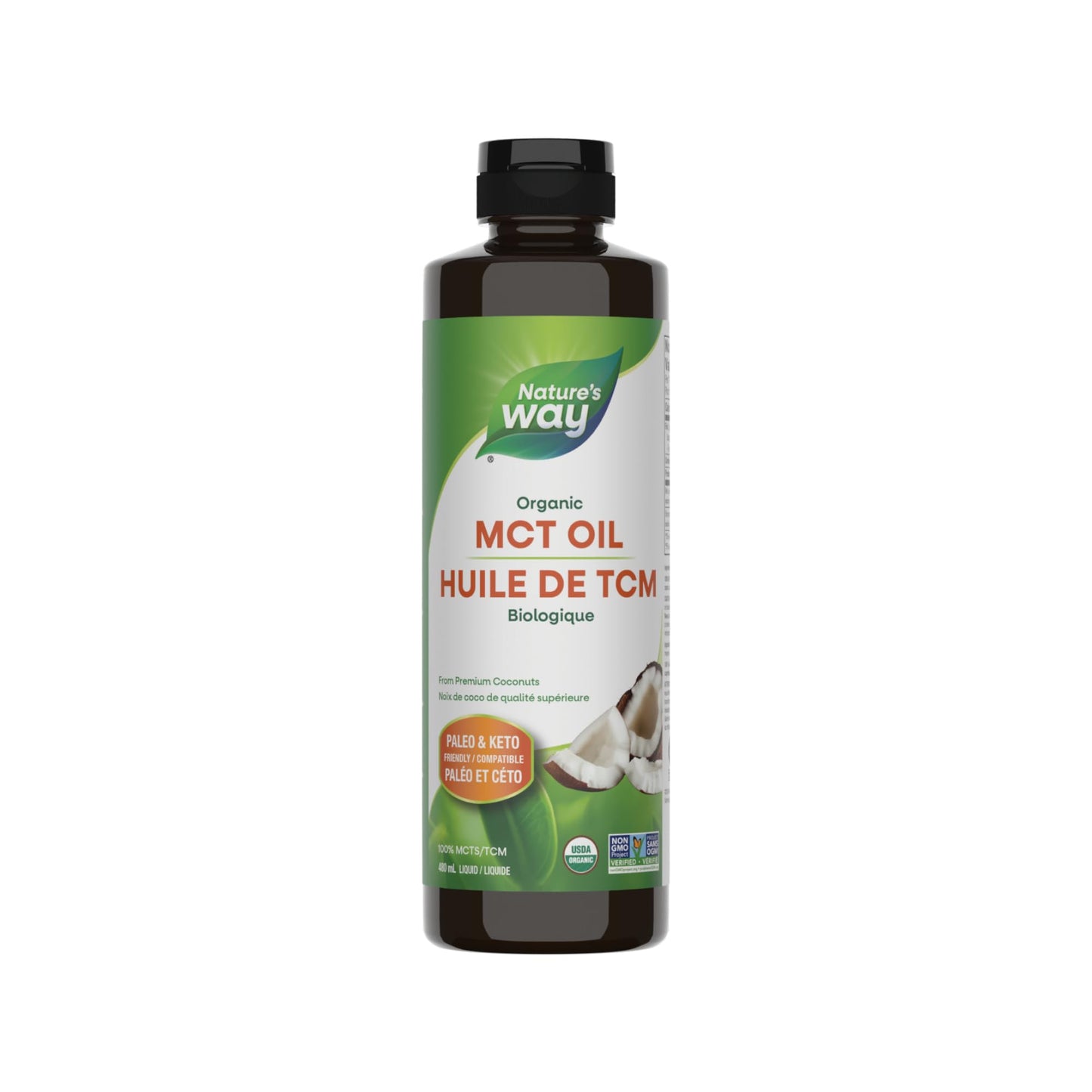 Nature's Way 100% Pure MCT Oil – Organic Coconut-Derived Medium Chain Triglycerides – No Palm or Filler Oils – Keto & Paleo Friendly – Non-GMO, Vegetarian, Gluten-Free, Flavourless – 480 mL 🍁 All In One Marketplace Canada