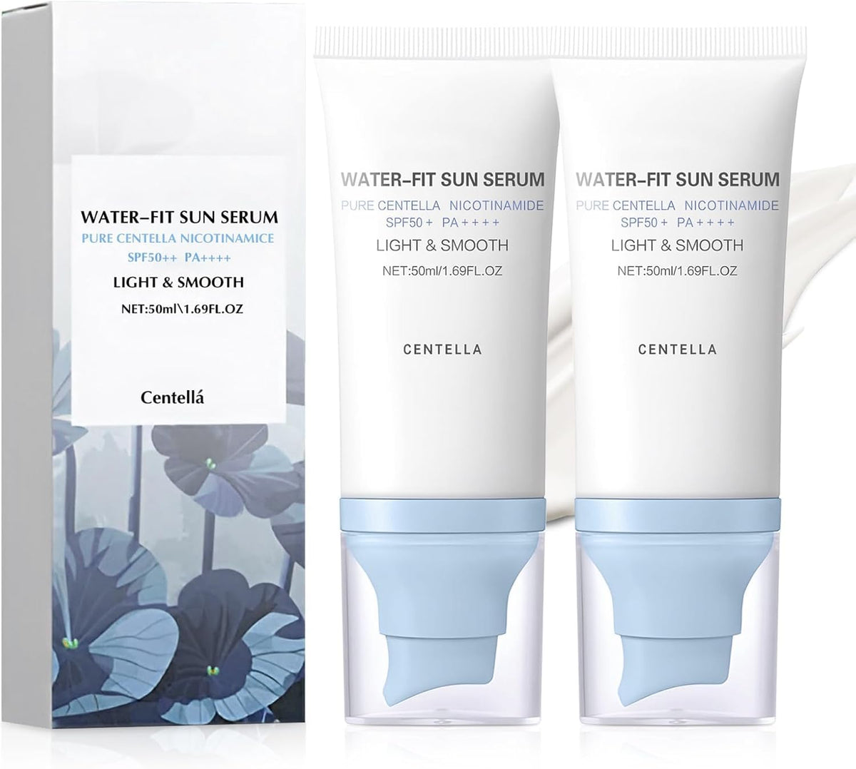 2PCS Centella Sunscreen SPF 50, 50ML 𝑴𝒂𝒅𝒂𝒈𝒂𝒔𝒄𝒂𝒓 Sunscreen Face Serum, Daily UV Defense Sunblock Summer Korean Sunscreen for Face, Travel Essentials for All Skin (White) 🍁 All In One Marketplace Canada
