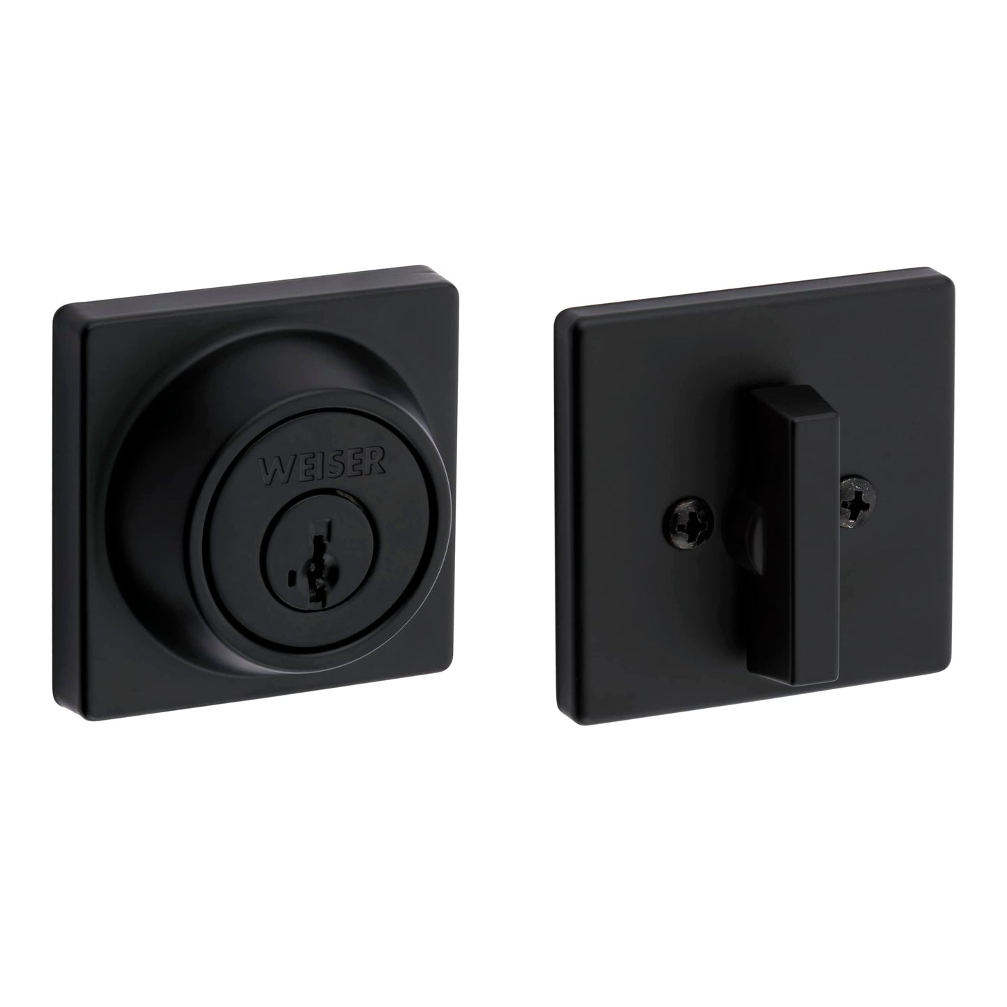 Weiser Elements Matte Black Square Deadbolt Lock, ANSI/BHMA Grade 3 Certified Front Door Lock, Kick Proof, Bump Proof & Anti-theft Exterior Door Lock with Key, Traditional Door Locks for Entry Door 🍁 All In One Marketplace Canada