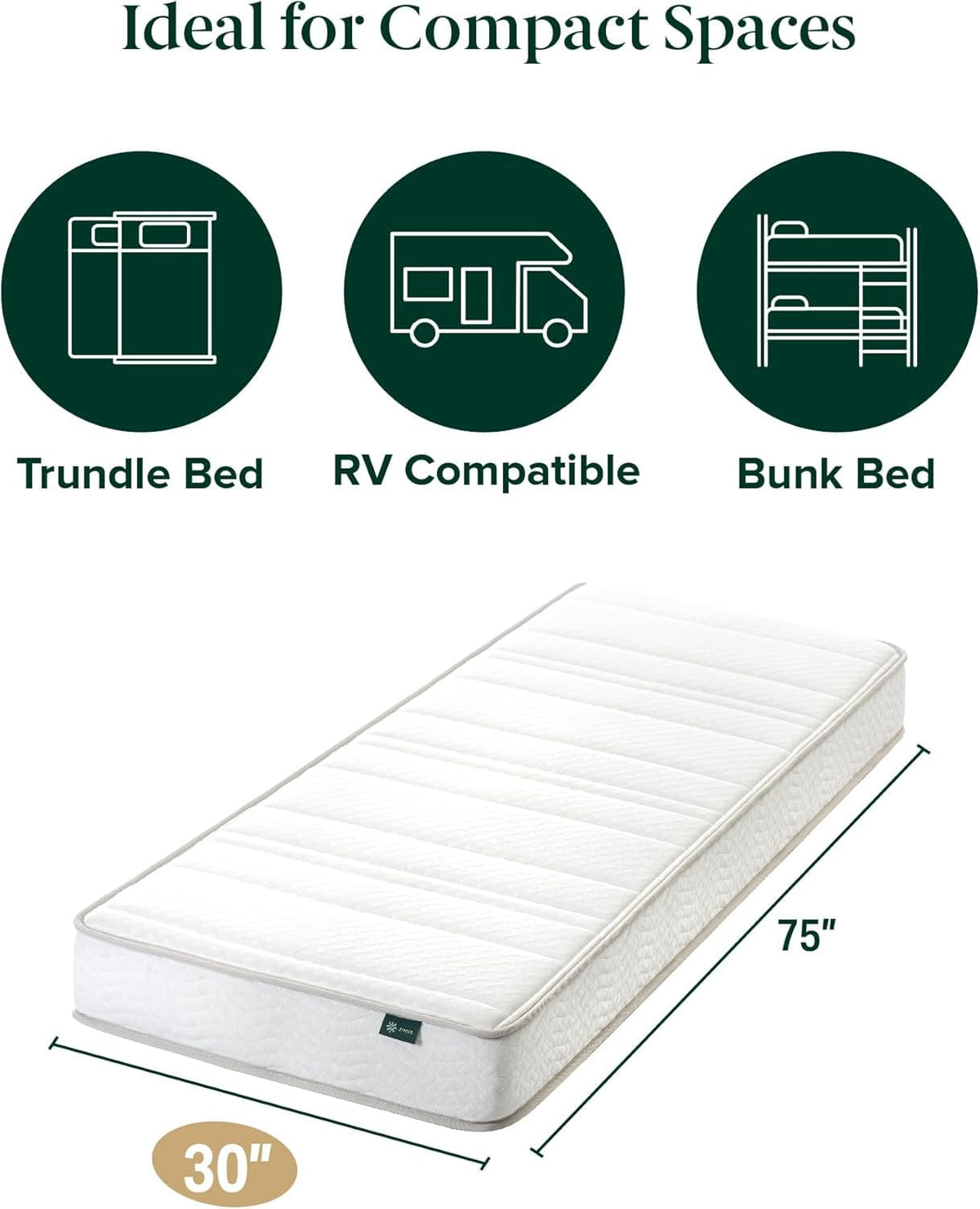 Zinus Narrow Twin Mattress - 6 Inch Foam and Spring Hybrid Mattress, Affordable Mattress, CertiPUR-US Certified Foam with Pressure Relief, Mattress in a Box, 10-Year Warranty, Narrow Twin, 30"x75" 🍁 All In One Marketplace Canada