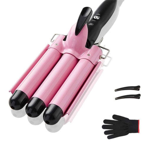 3 Barrel Curling iron Hair Waver, TOP4EVER 25mm Professional Ceramic Hair Curler with Two Temperature Control, Fast Heating 1inch Triple Barrel Crimper Wand for Waving Hair 🍁 All In One Marketplace Canada