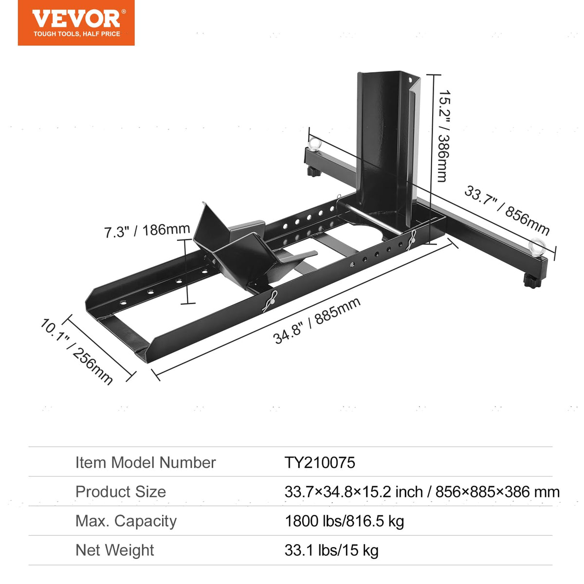 VEVOR Motorcycle Wheel Chock Upright, 1800 lbs Capacity, Heavy-duty Steel Motorcycle Front Wheel Stand with 6 Adjustable Holes, For 15"-22" Off-Road Motorcycles, Standard Motorcycles 🍁 All In One Marketplace Canada