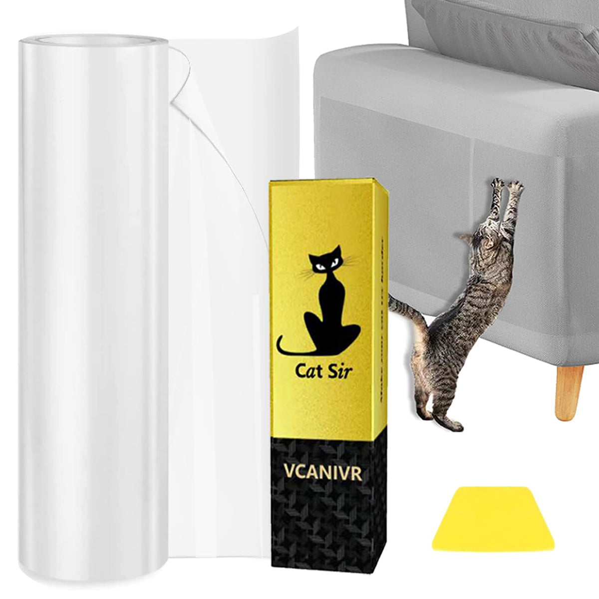 Cat Scratch Protector 15.7" x 118" Self-Adhesive Single Side Furniture Protectors from Cats Scratch Cat Couch Scratch Protector Transparent DIY Cutting Anti Scratch Furniture 🍁 All In One Marketplace Canada