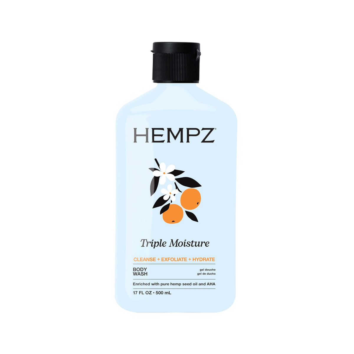 Hempz Triple Moisture Body Wash - Grapefruit & Peach - Hydrating for Sensitive Skin, Scented, Exfoliating with Shea Butter, Pure Hemp Seed Oil, and Algae for Sensitive Skin - 17 fl oz 🍁 All In One Marketplace Canada