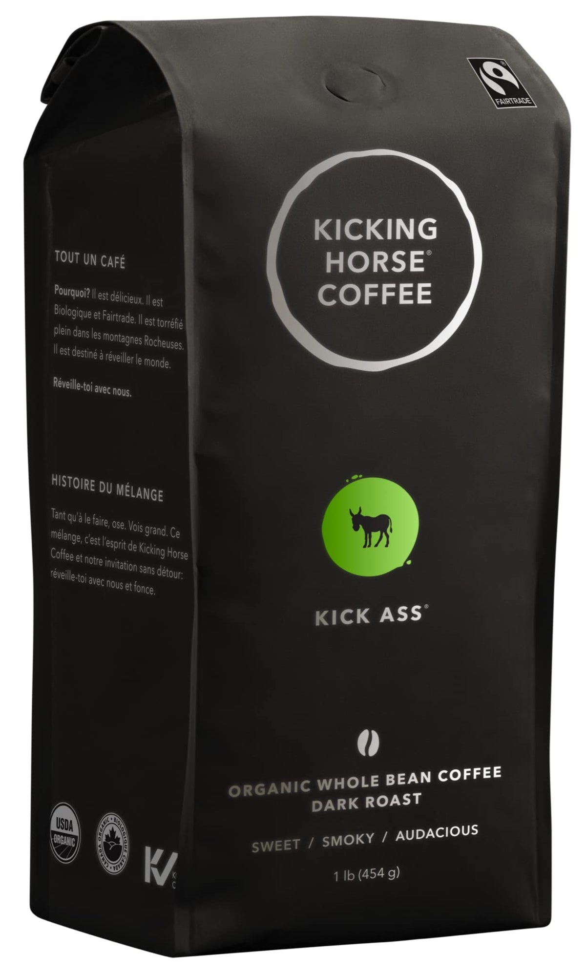 Kicking Horse Coffee, Kick Ass, Dark Roast, Whole Bean, 1 lb - Certified Organic, Fairtrade, Kosher Coffee 🍁 All In One Marketplace Canada